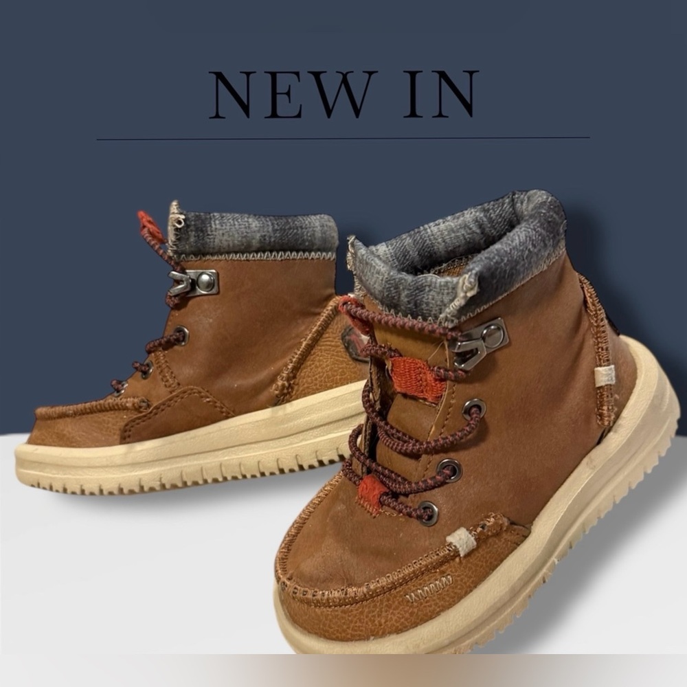 Hey Dude Tan and Gray Kids Boots